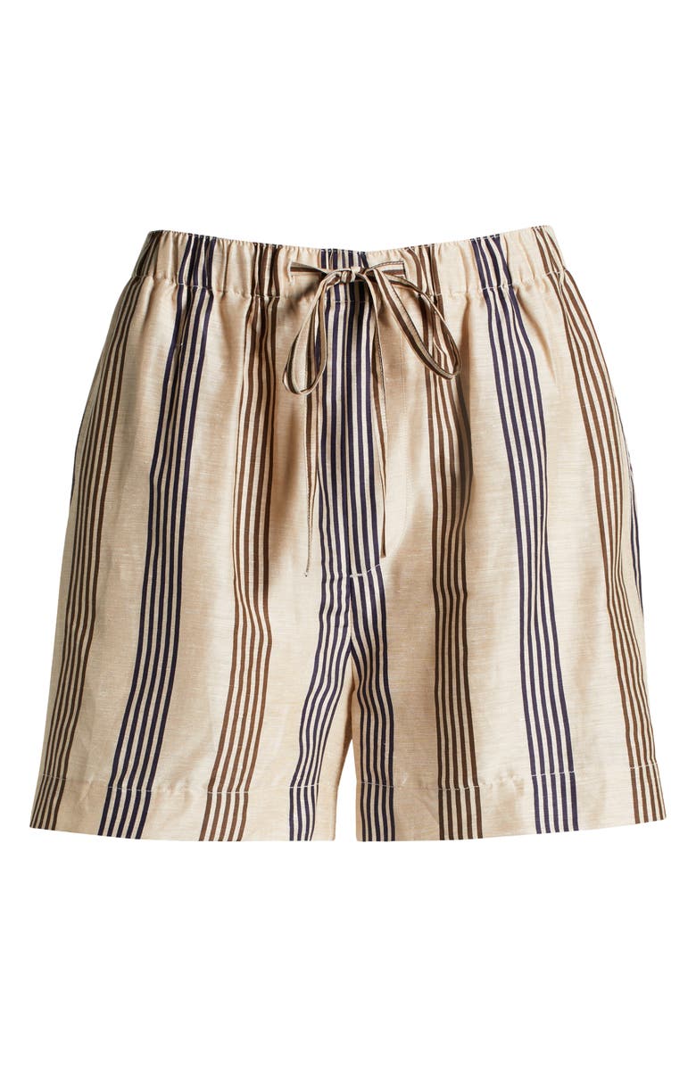 rag & bone Logan Drawstring Linen & Silk Beach Shorts, Alternate, color, Creamstripe