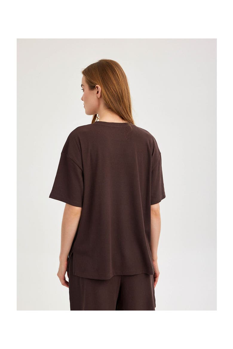 Summer Lounge Ribbed T Shirt, Alternate, color, Brown