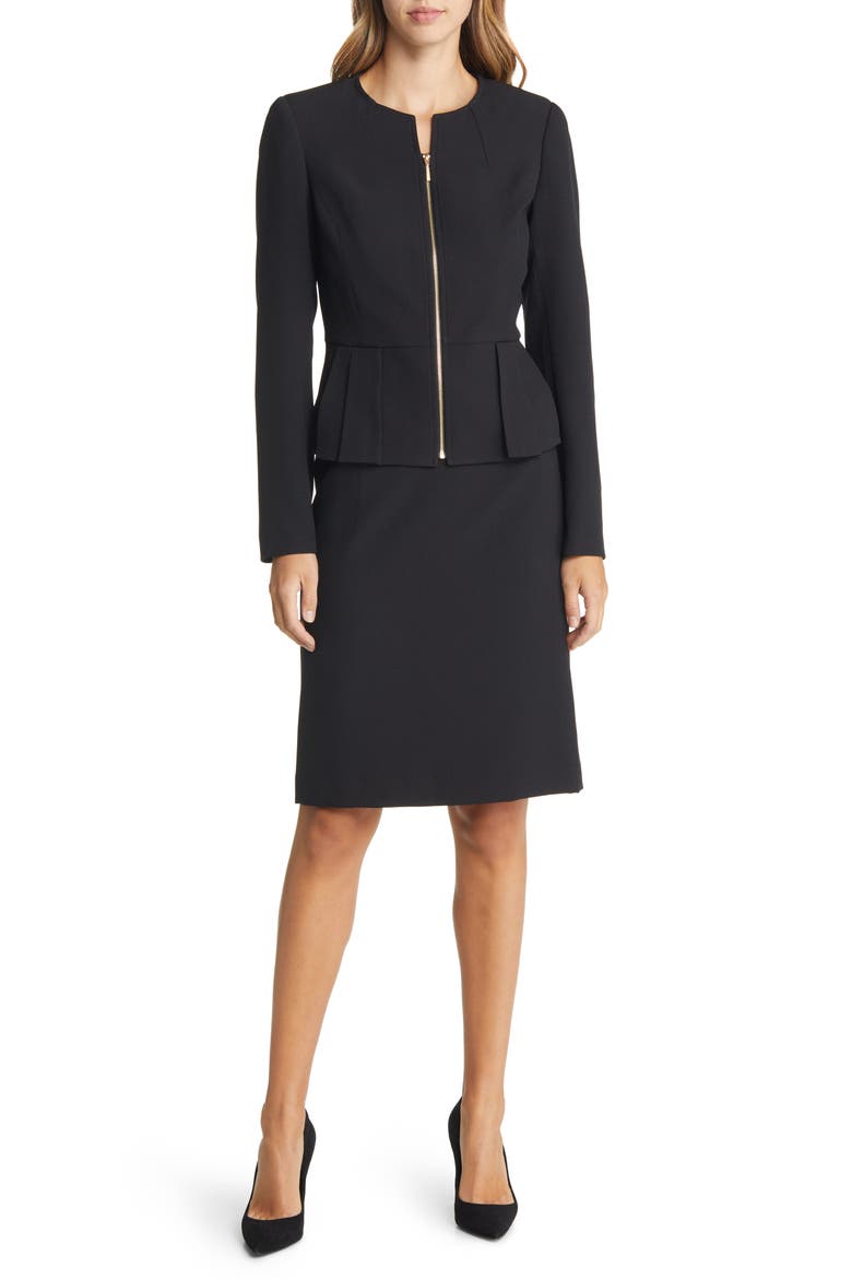 Two-Piece Jacket & Skirt Set, Main, color, BLACK