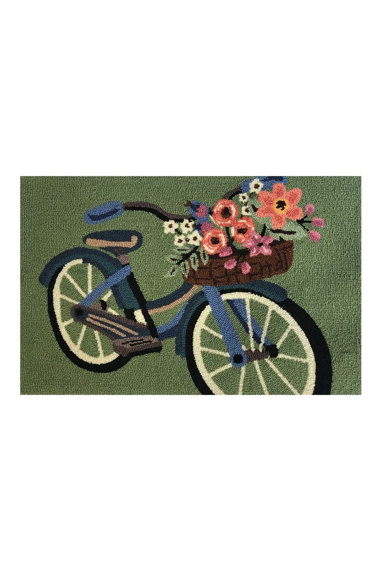 Blossom Bike Indoor/Outdoor Doormat, Main, color, FERN GREEN