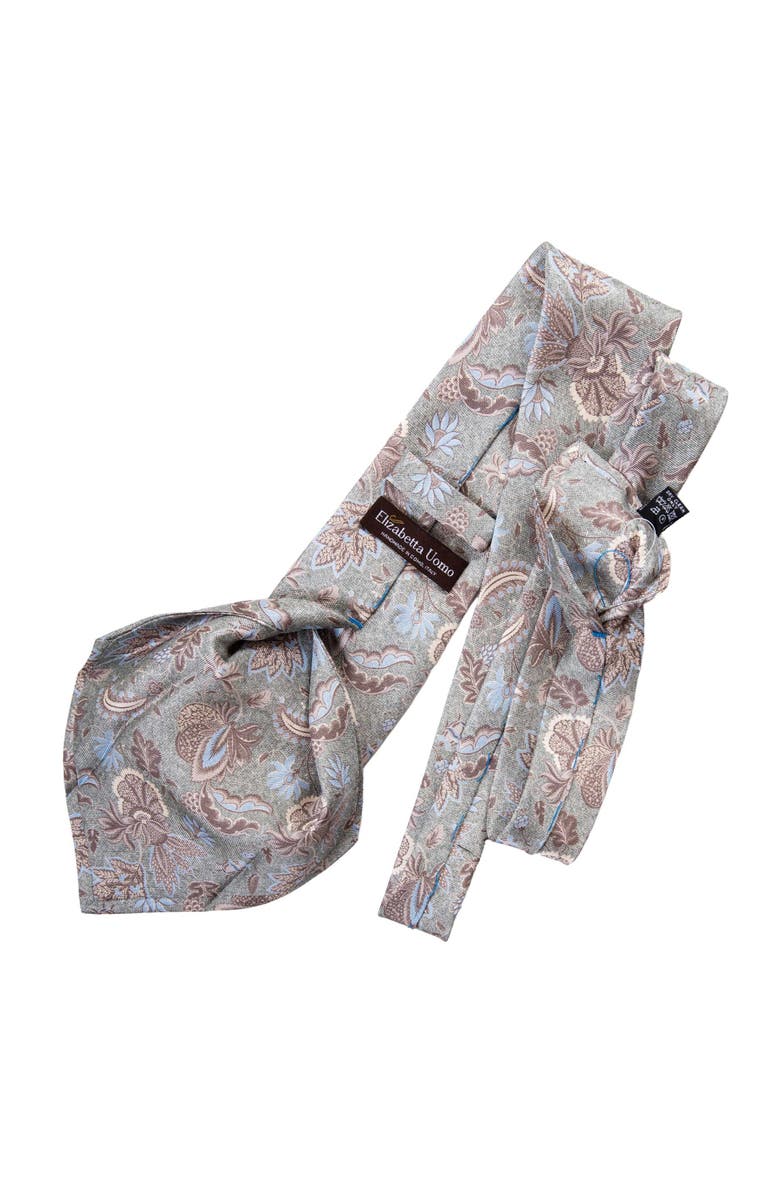 Elizabetta Medici - Extra Long Printed Silk Tie for Men, Alternate, color, Soft Jade