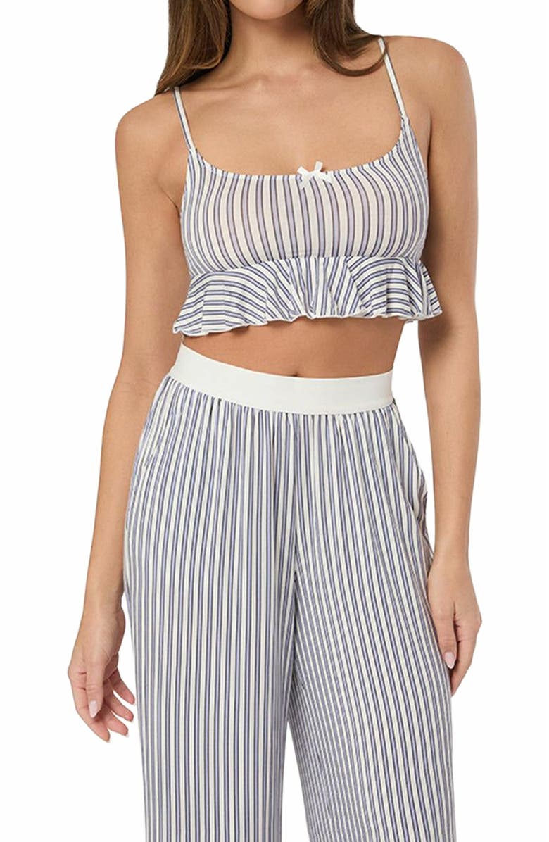 WeWoreWhat Babydoll Cropped Tank, Alternate, color, Lilac/Drk Navy