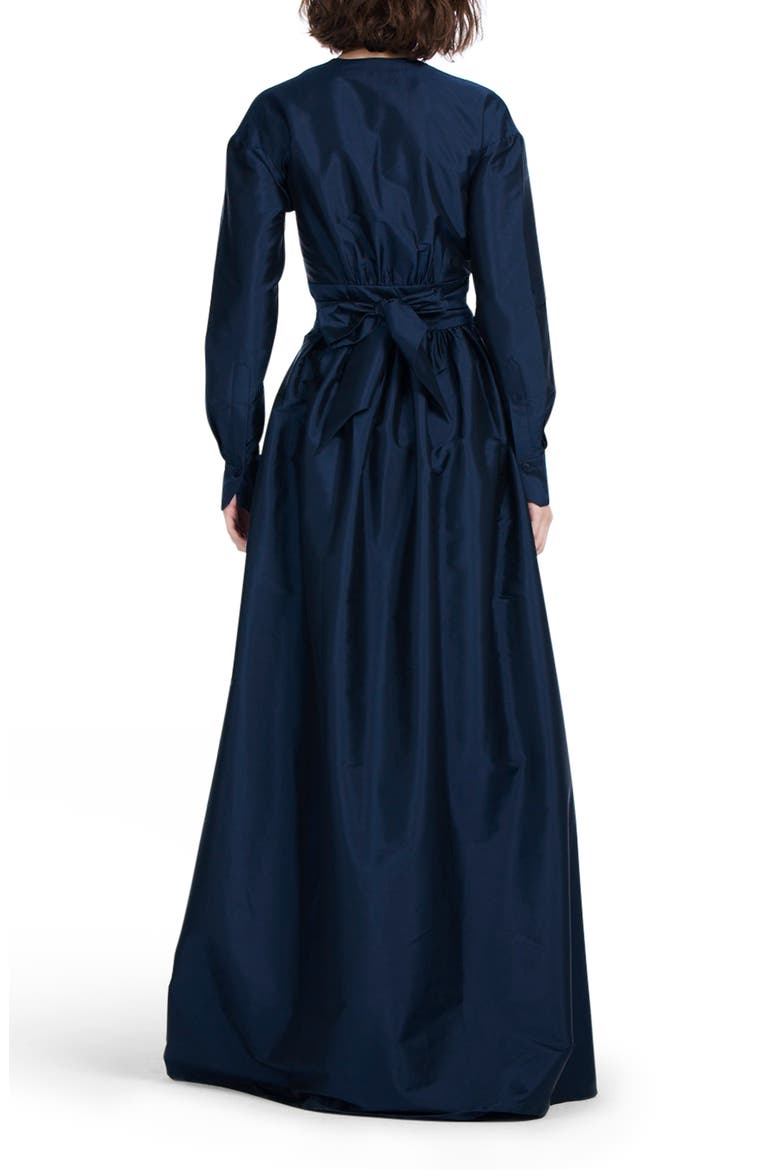 Surplice Long Sleeve Taffeta Gown, Alternate, color, NAVY