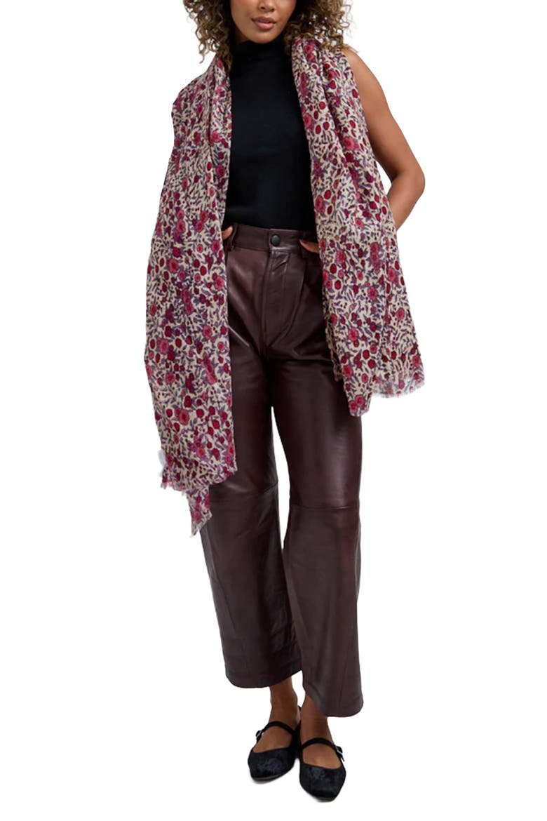 Karen Aster Floral Scarf, Alternate, color, Pink