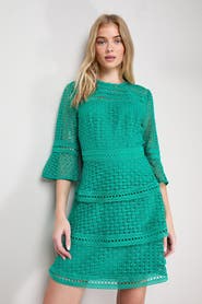 Oasis Lace Trim Detail Sleeved Mini Dress