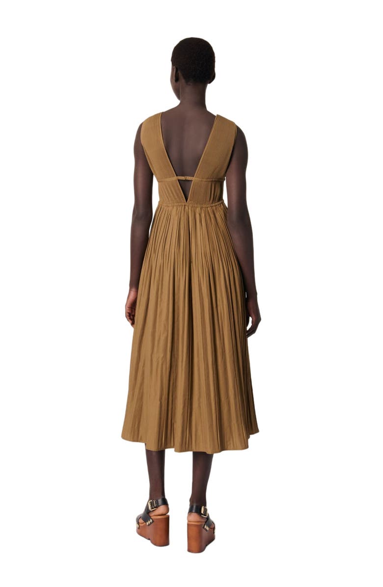maje Jewellery neckline pleated dress, Alternate, color, 