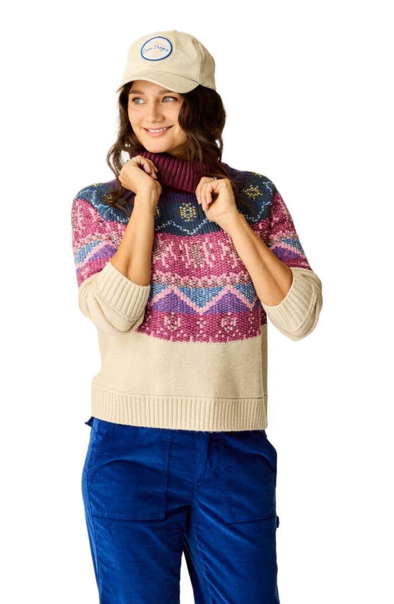 Carve Designs Neve Fairisle Turtleneck, Main, color, Birch Fairisle