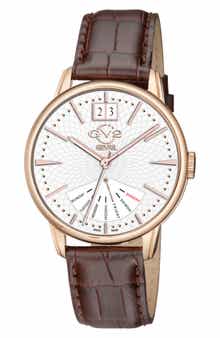 Men's Rovescio Croc Embossed Leather Strap Watch, 42mm