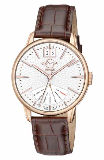 Men's Rovescio Croc Embossed Leather Strap Watch, 42mm