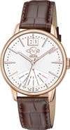 GEVRIL Men's Rovescio Croc Embossed Leather Strap Watch, 42mm