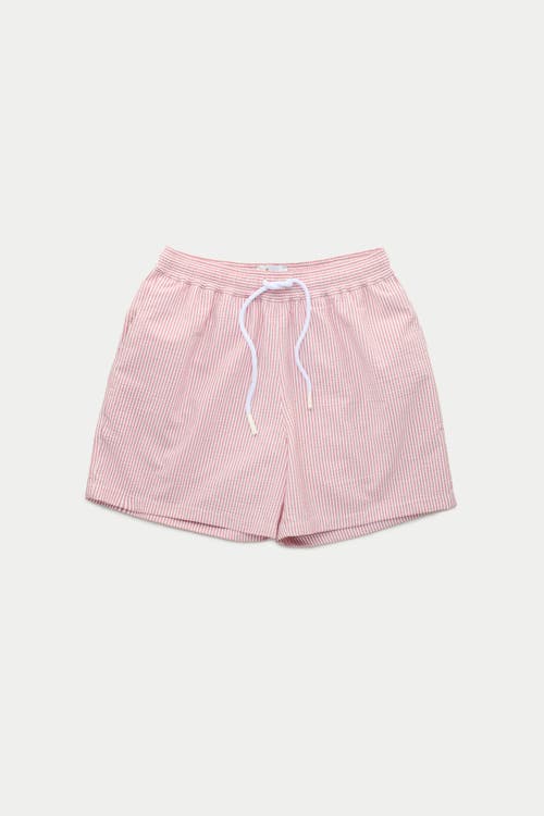 Wolf Vs. Goat (wvg) Swim Shorts Seersucker 7inch Inseam In Pink