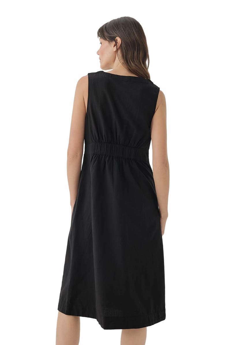 Pact Canopy Linen Blend Button-Front Dress Made with Organic Cotton, Alternate, color, Black