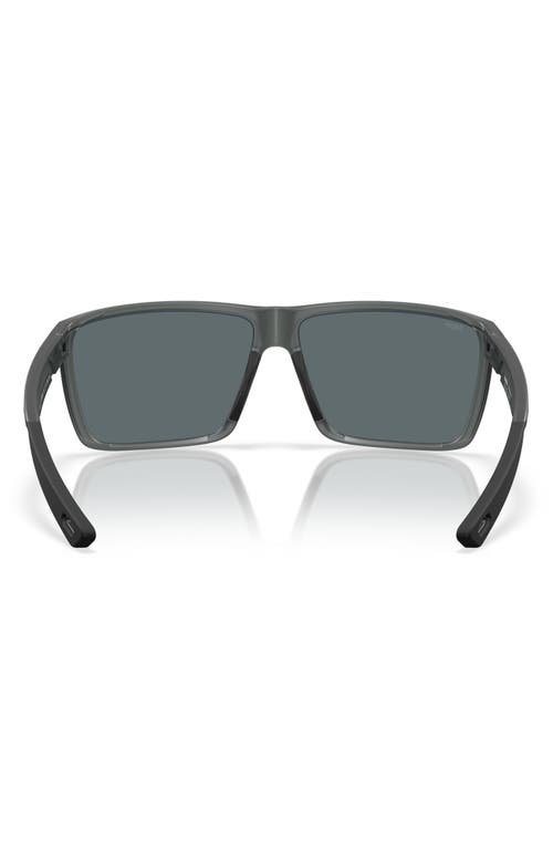 Costa Del Mar Rincon Ii 64mm Mirrored Polarized Oversize Rectangular Sunglasses In Smoke Crystal/blue 580p