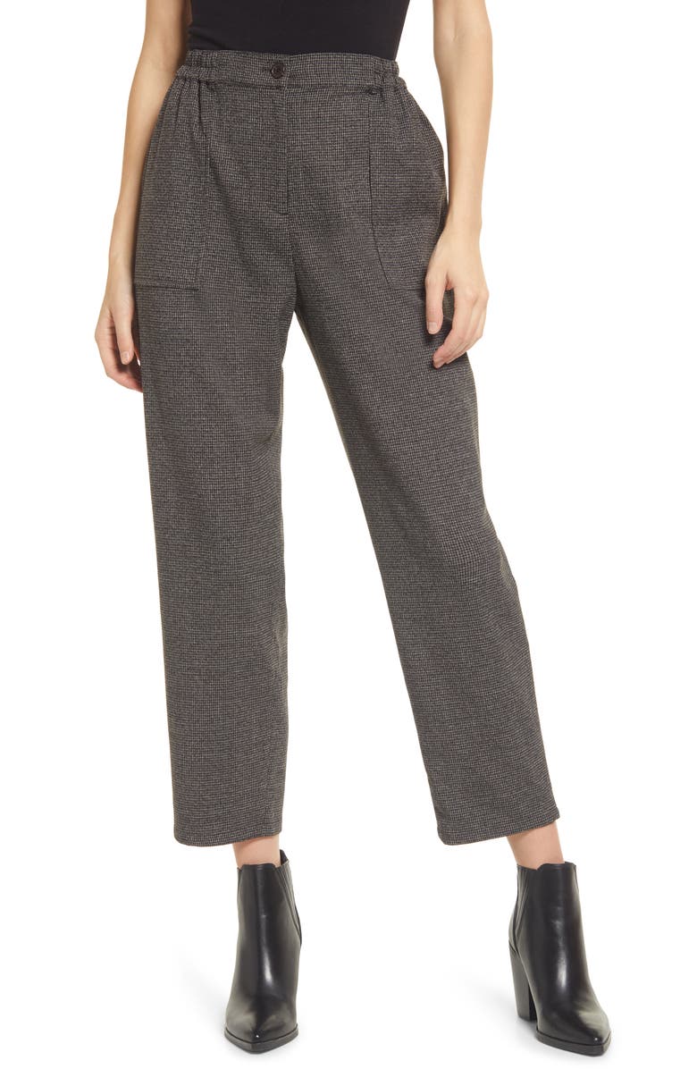 Treasure & Bond Check Pull-On Pants, Main, color, Brown Ganache Mini Check