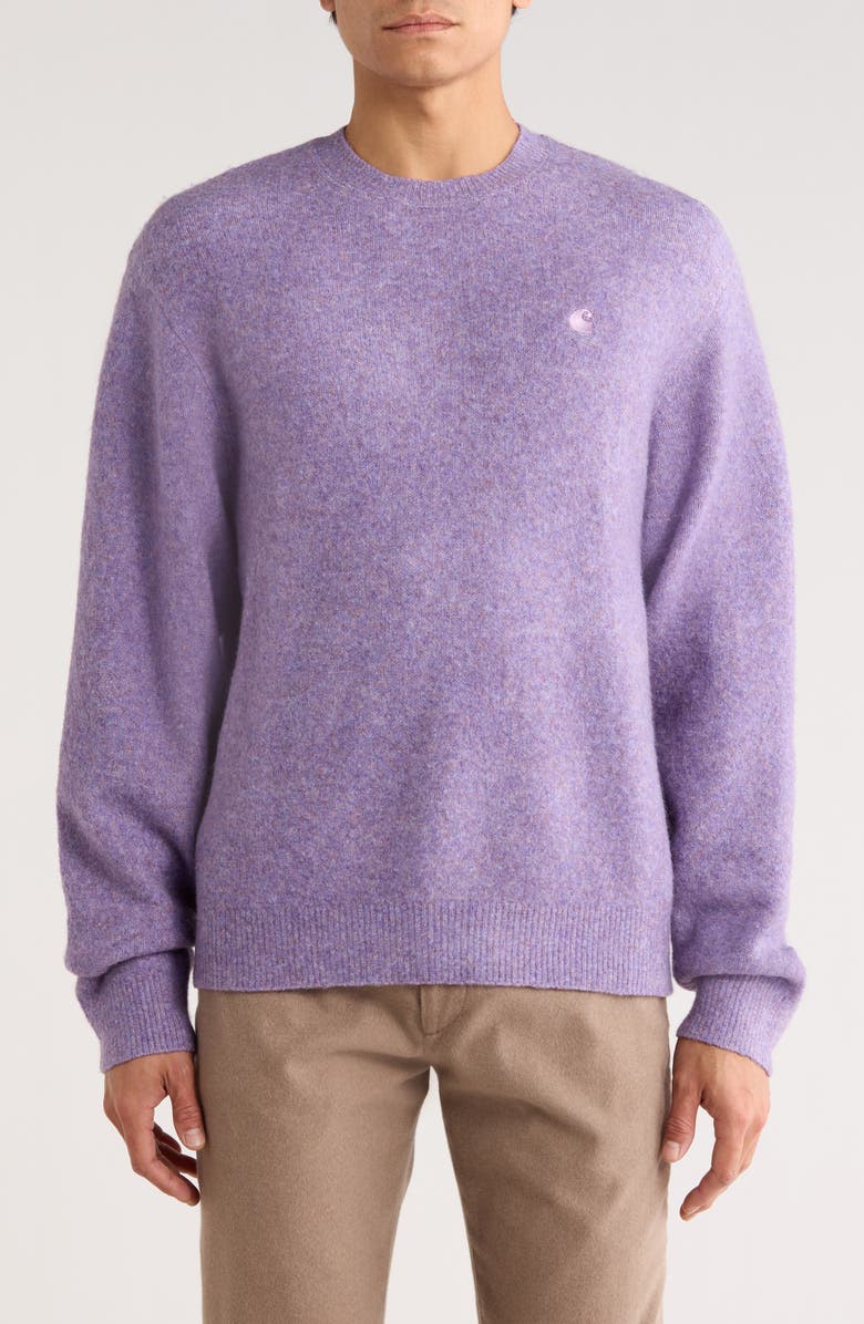 Carhartt Work In Progress Curtis Heathered Crewneck Sweater, Main, color, Tangled Phlox