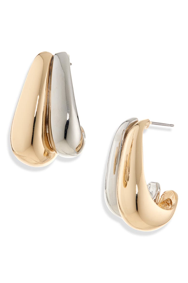 Two Tone Drop Earrings, Main, color, GOLD/ SILVER