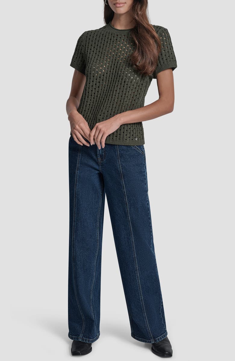 DKNY Jeans Open Stitch Sweater, Alternate, color, Hemlock