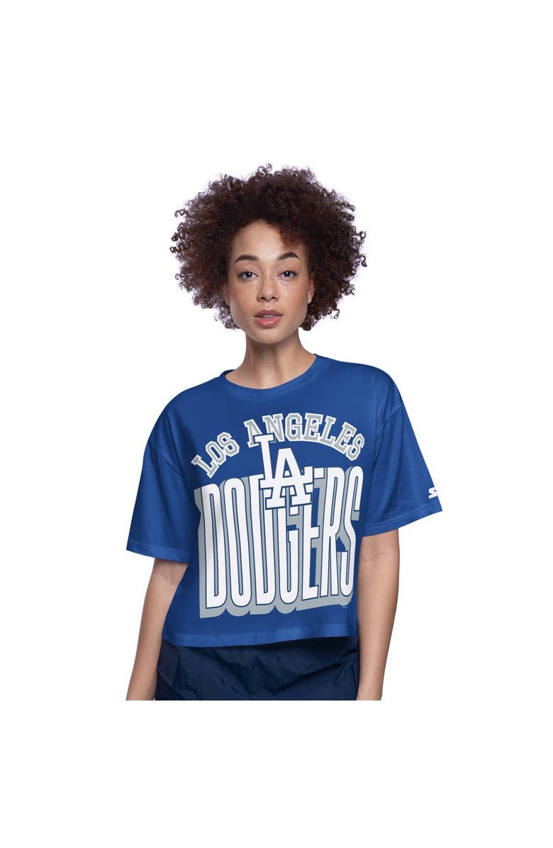 STARTER Women's Starter Royal Los Angeles Dodgers Play the Ball Boxy Cropped T-Shirt, Main, color, 