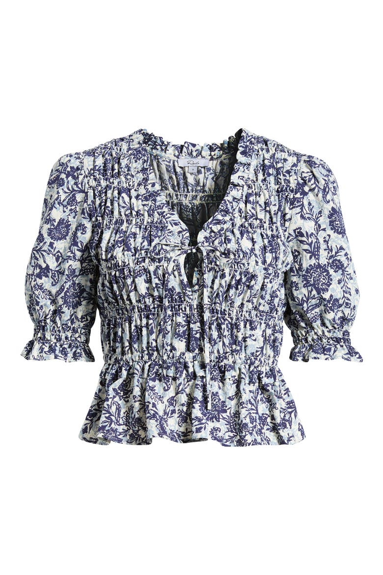 Fontaine Floral Smocked Top, Alternate, color, INDIGO MARIGOLD