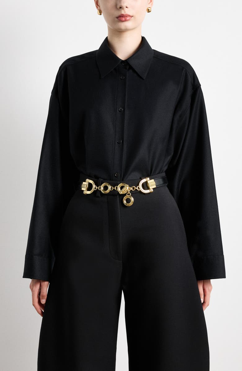 Déhanche Elysee Chain & Leather Belt, Alternate, color, Black/ Gold