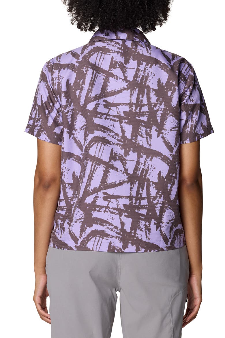 Sun Drift Cooling UPF 50+ Short Sleeve Shirt, Alternate, color, PURPLE SAGE BRUSHSTROKES PRINT