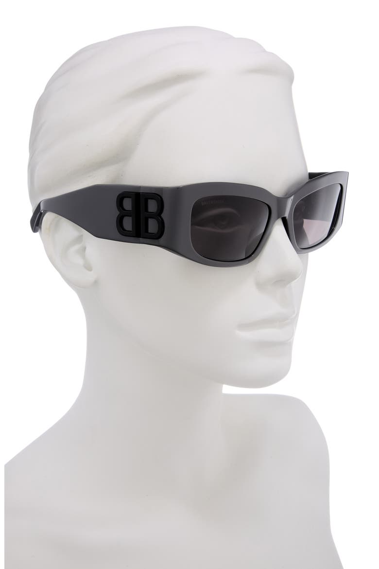 56mm Polarized Rectangular Sunglasses, Alternate, color, GREY GREY GREY