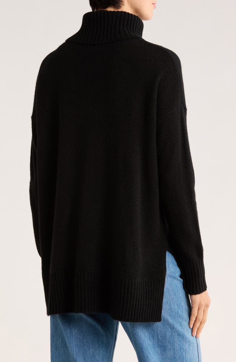 Magaschoni Cashmere Turtleneck Step Hem Sweater, Alternate, color, Black