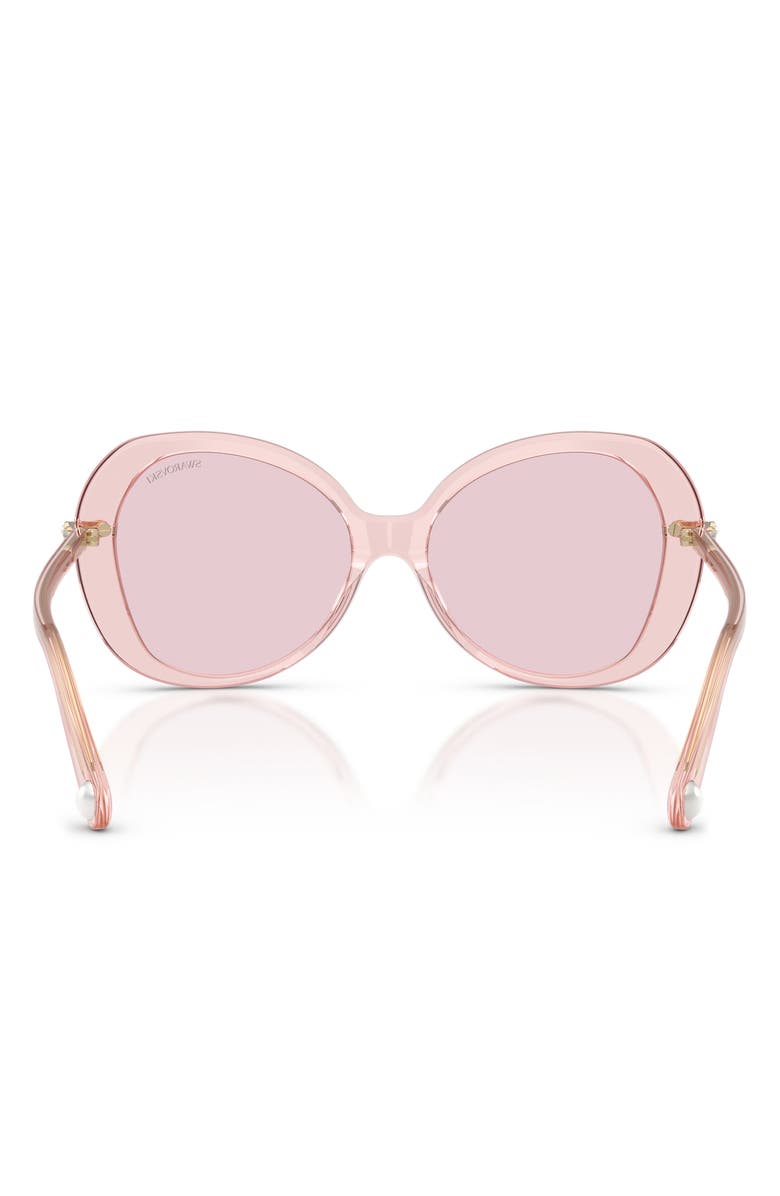 Swarovski 55mm Butterfly Sunglasses, Alternate, color, Transparent Pink / Photo Pink
