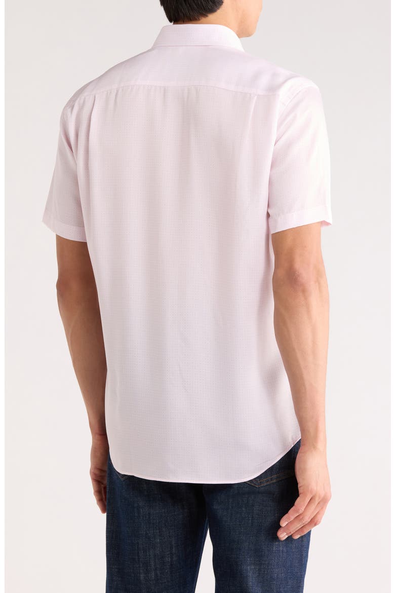 Micro Print Short Sleeve Shirt, Alternate, color, PINK/ MULTI