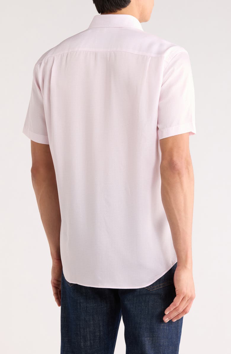 David Donahue Micro Print Short Sleeve Shirt, Alternate, color, Pink/ Multi