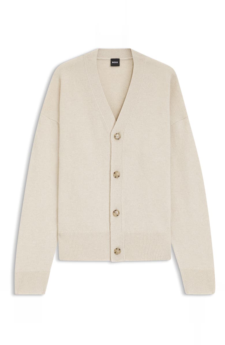 BOSS Ucone Virgin Wool Cardigan, Alternate, color, Open White
