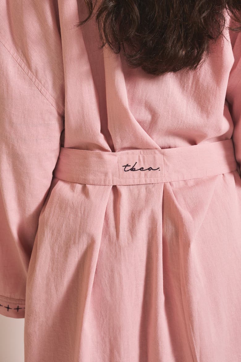Cotton & Linen Robe, Alternate, color, Pink