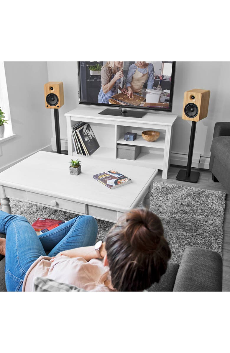 Kanto SP32PL 32 Inch Bookshelf Speaker Stands with Rotating Top Plates and Cable Management, Alternate, color, Black