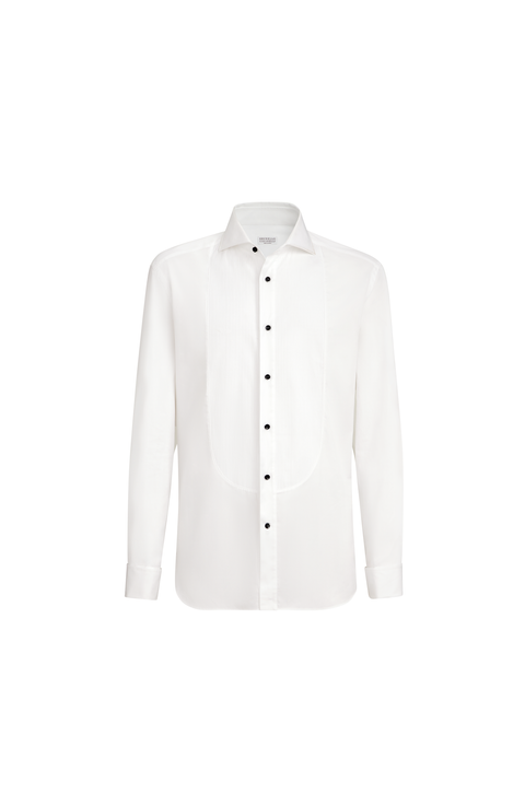 Tuxedo shirt with pleating
