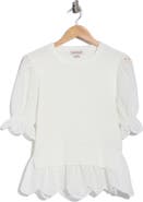 Nanette Lepore Eyelet Puff Sleeve Twofer Sweater