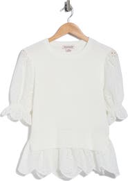 Nanette Lepore Eyelet Puff Sleeve Twofer Sweater
