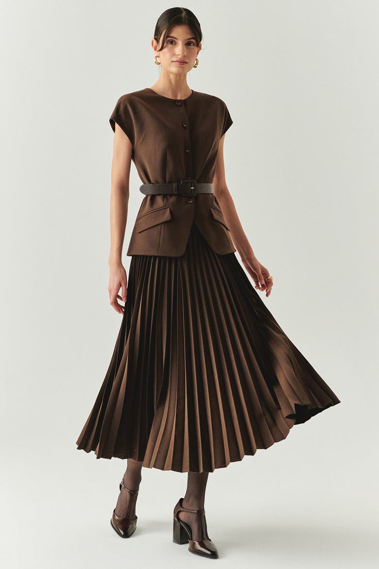 Jolie Midi Dress, Alternate, color, BROWN