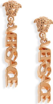 Versace Signature Logo Drop Earrings