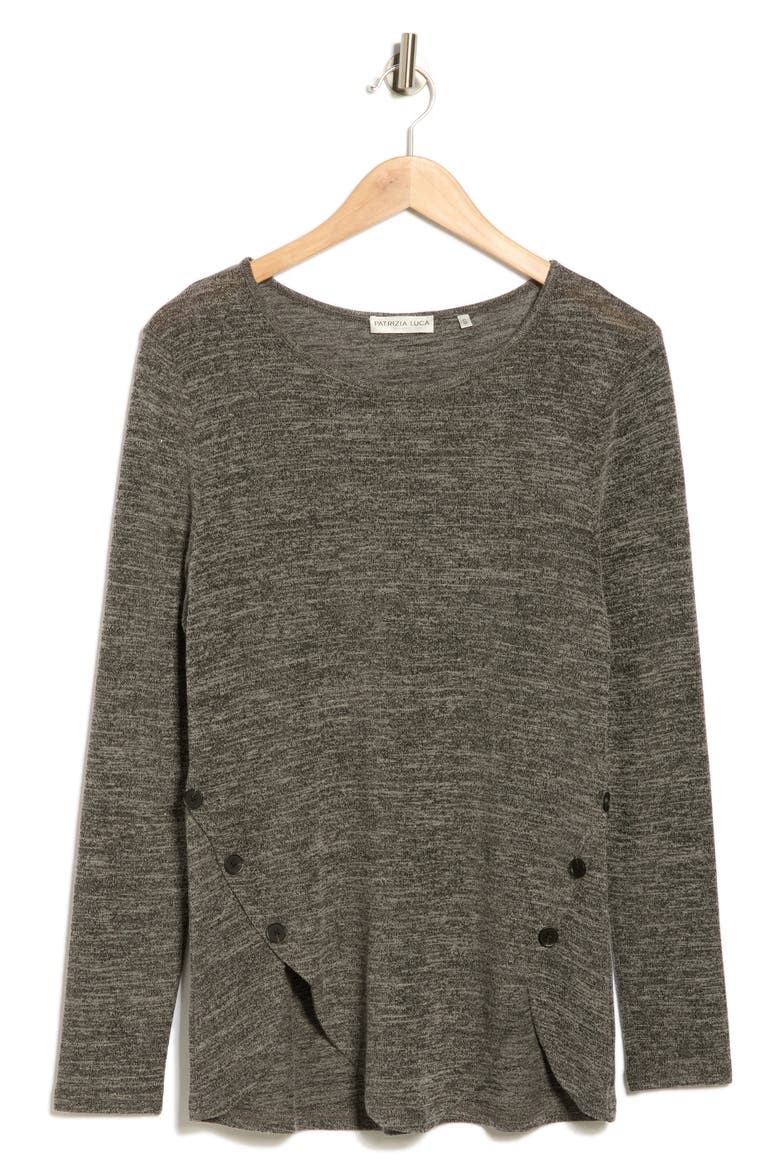 Scalloped Hem Long Sleeve Top, Alternate, color, CHARCOAL