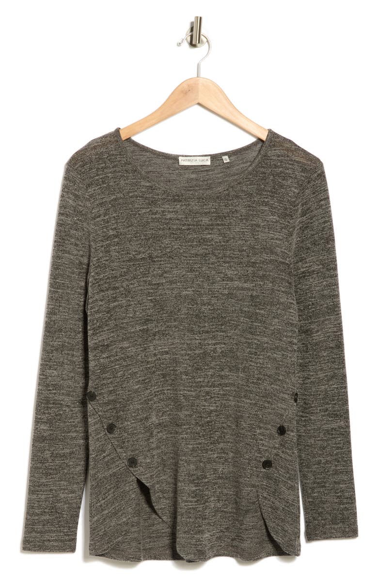 PATRIZIA LUCA Scalloped Hem Long Sleeve Top, Alternate, color, Charcoal