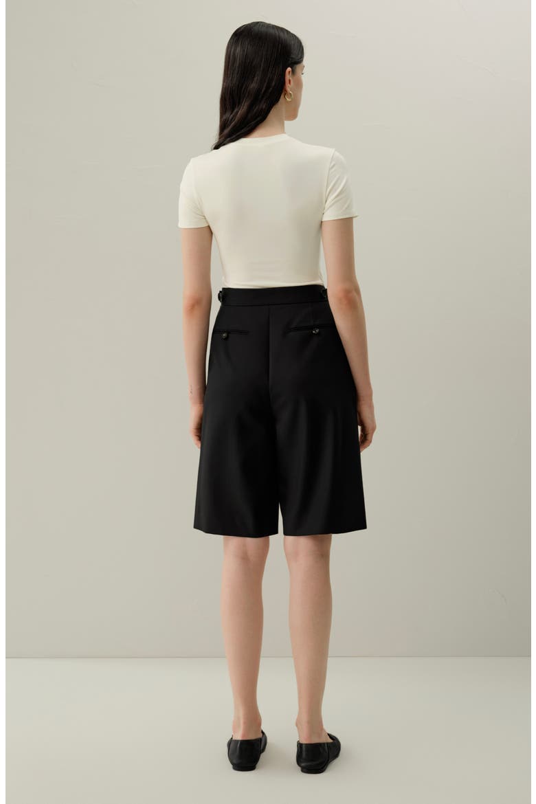 Women's Wool-Silk Bermuda Shorts, Alternate, color, Black