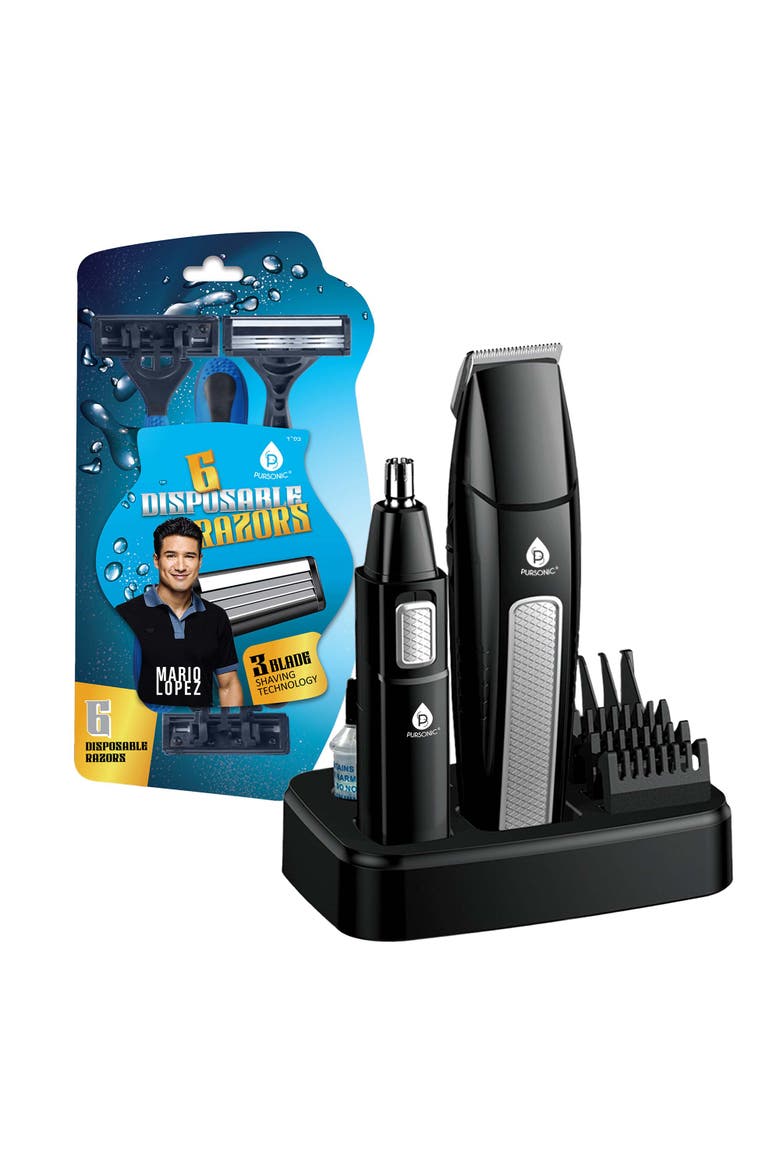 Mario Lopez Grooming Kit & Disposable Razors, Main, color, Black