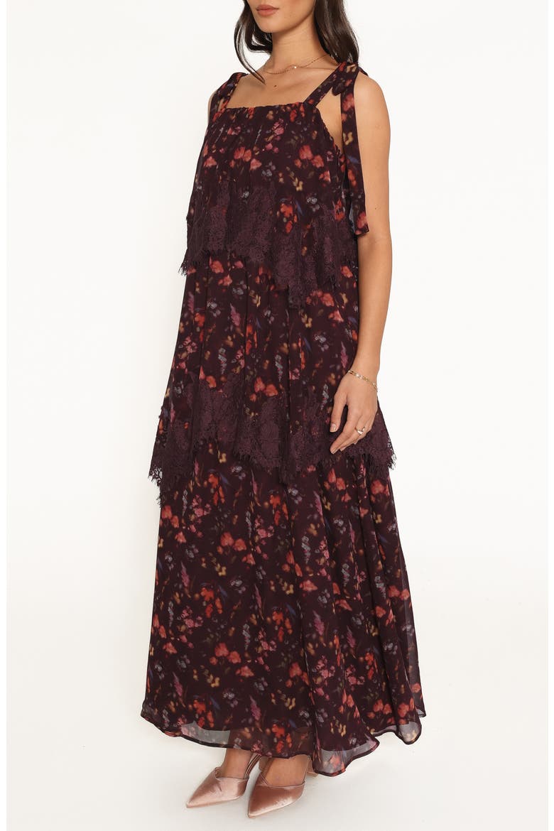 Lunella Floral Tiered Maxi Dress, Alternate, color, PLUM BLURRED FLORAL