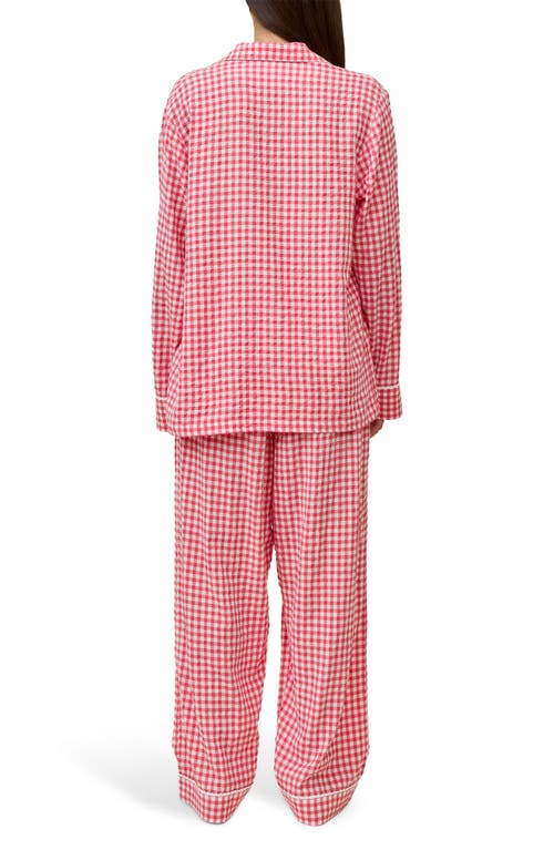 Papinelle Seersucker Gingham Cotton Blend Pajamas In Red
