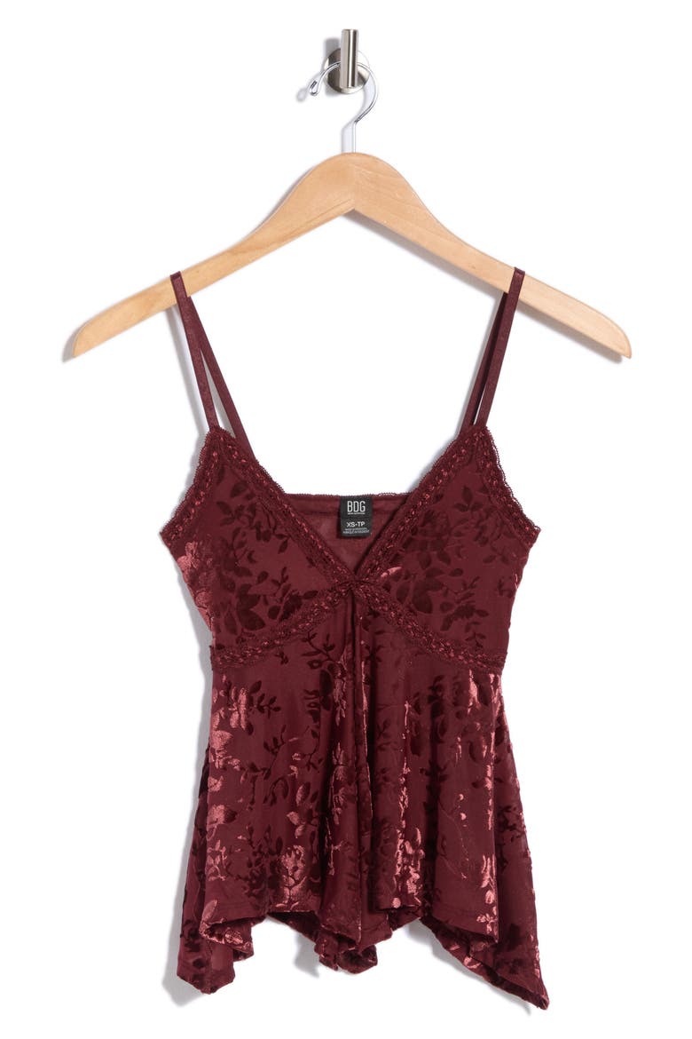 Devoree Floral Burnout Babydoll Top, Main, color, BROWN