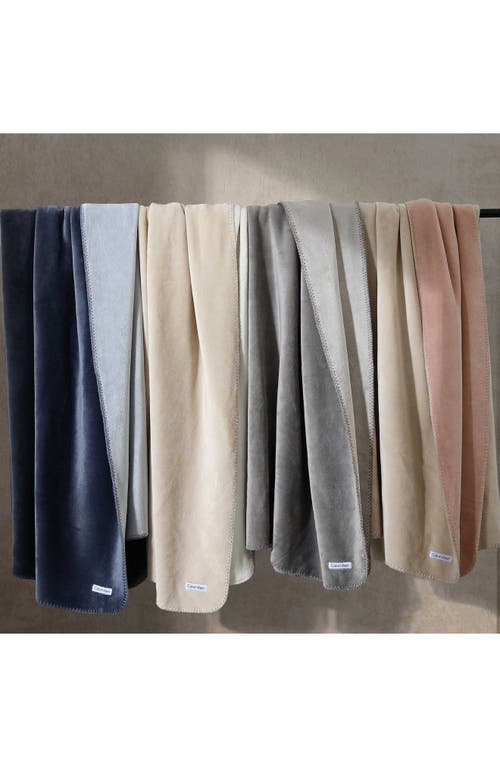 Calvin Klein Home Modern Reversible Throw Blanket In Light Beige