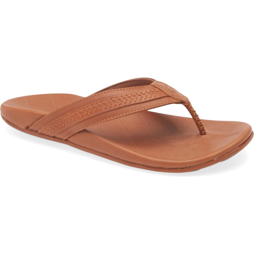 OluKai Aho Leather Flip Flop in Fox /Fox  product