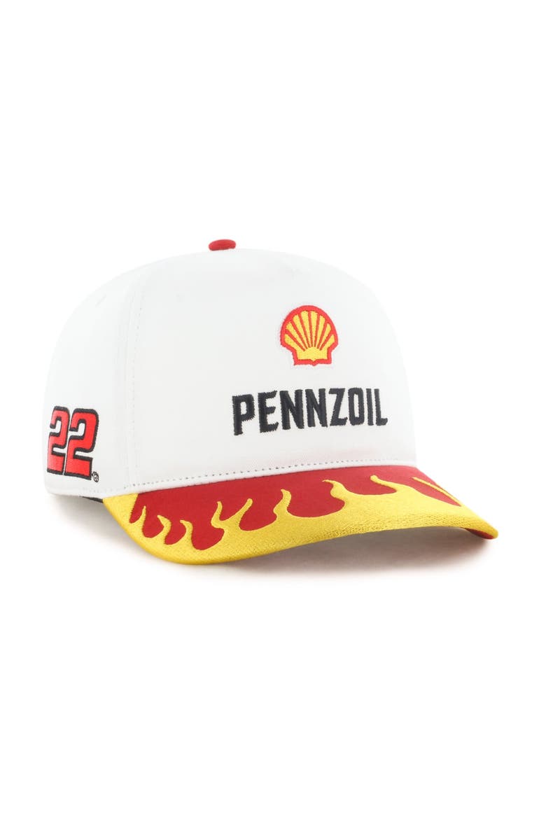 Men's '47  White/Gold Joey Logano Flame Hitch Adjustable Hat, Main, color, White