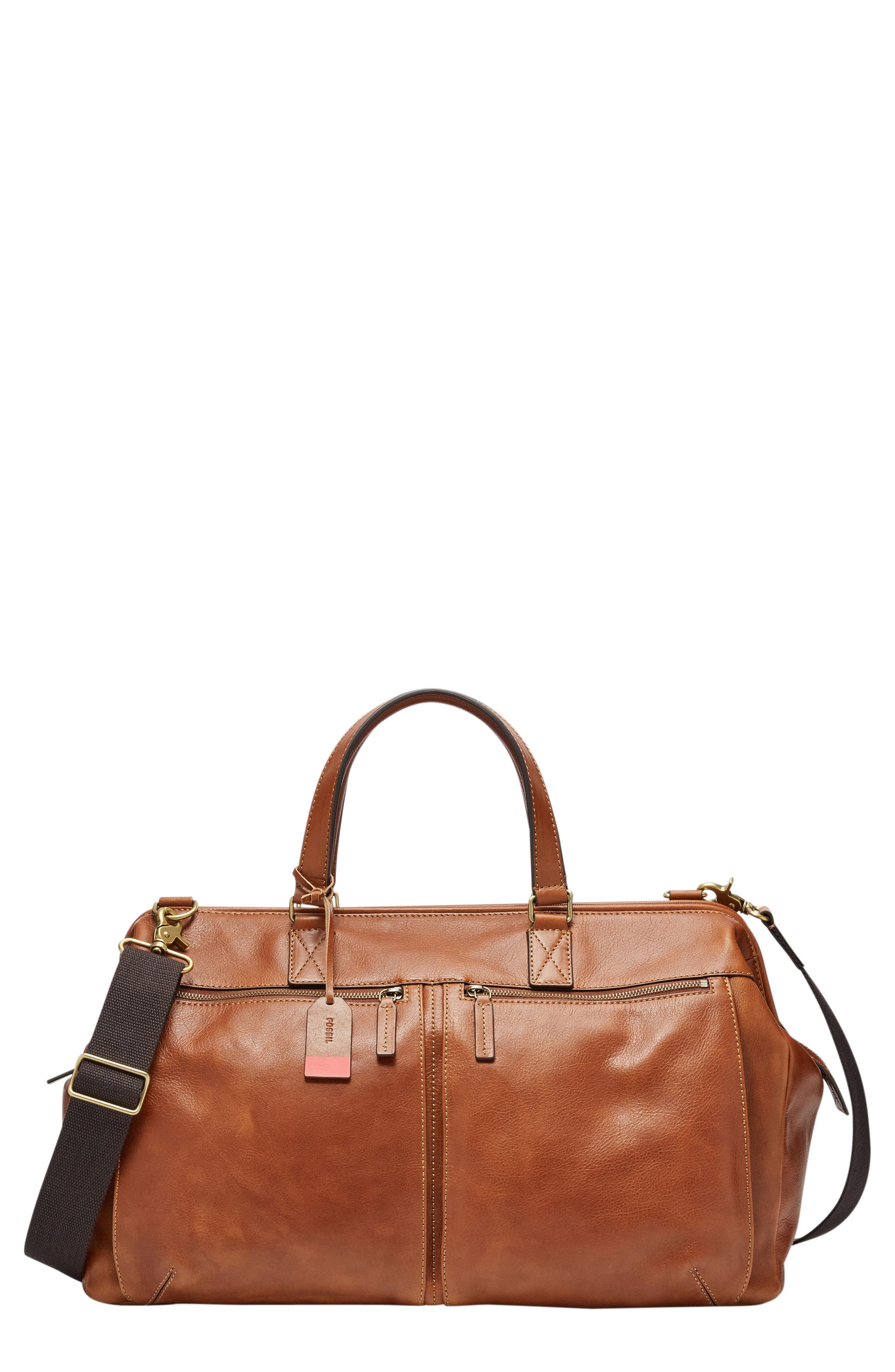 Fossil Defender Leather Duffle Bag, Main, color, 