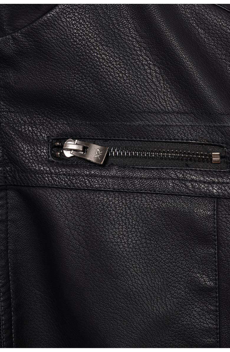 XRAY Kids' Hooded Faux Shearling Lined Faux Leather Moto Jacket, Alternate, color, Black/Black